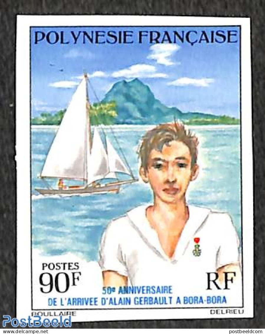 French Polynesia 1975 A. Gerbault 1v, Imperforated, Mint NH, Sailing - Ships And Boats - Nuevos