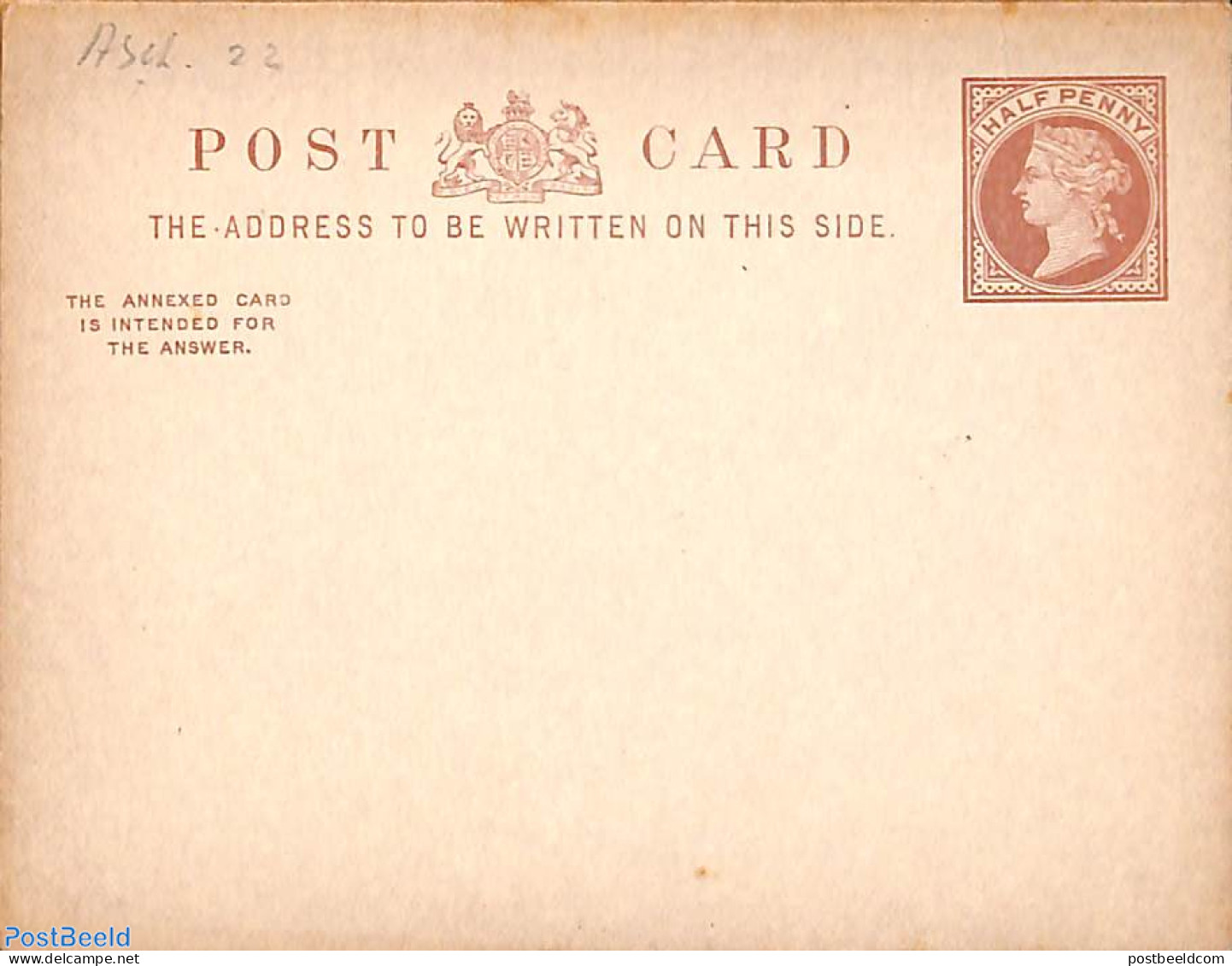 Great Britain 1899 Reply Paid Postcard HALF PENNY/HALF PENNY, Unused Postal Stationary - Other & Unclassified
