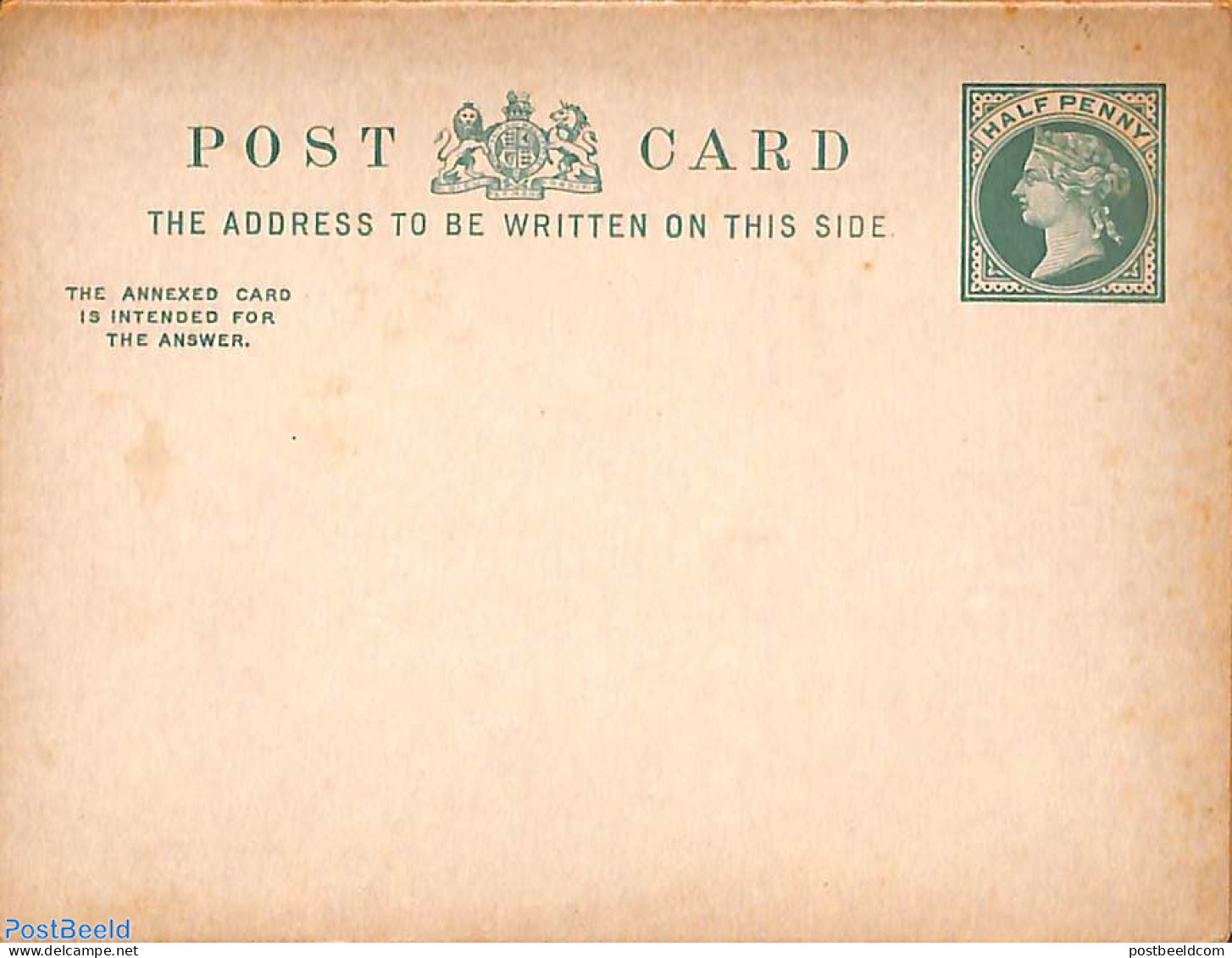 Great Britain 1901 Reply Paid Postcard HALF PENNY/HALF PENNY, Unused Postal Stationary - Other & Unclassified