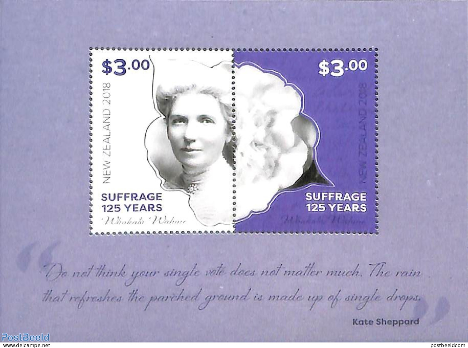 New Zealand 2018 Suffrage 125 Years S/s, Mint NH - Ungebraucht