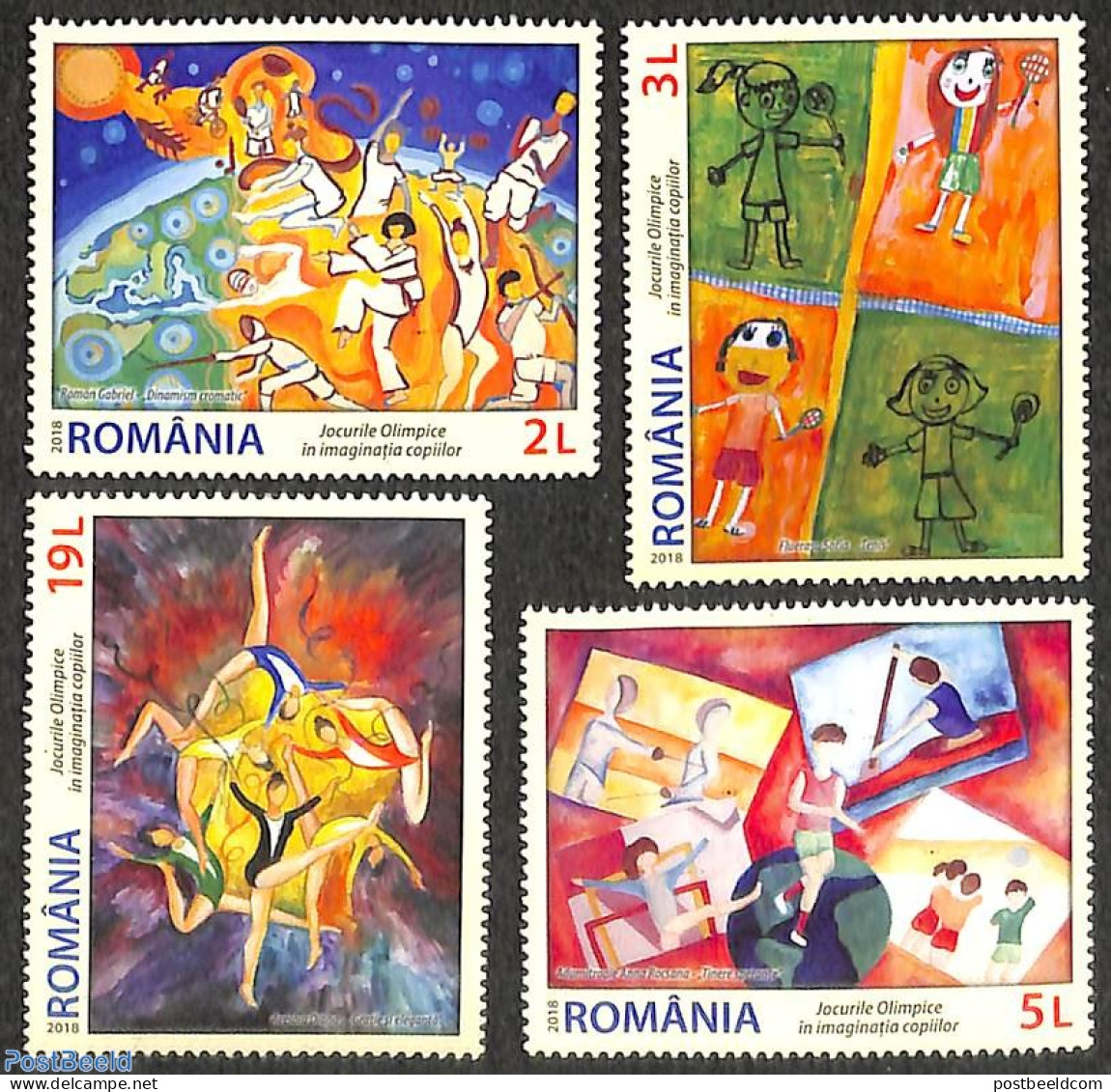 Romania 2018 Child Paintings Olympiade 4v, Mint NH, Art - Children Drawings - Ongebruikt