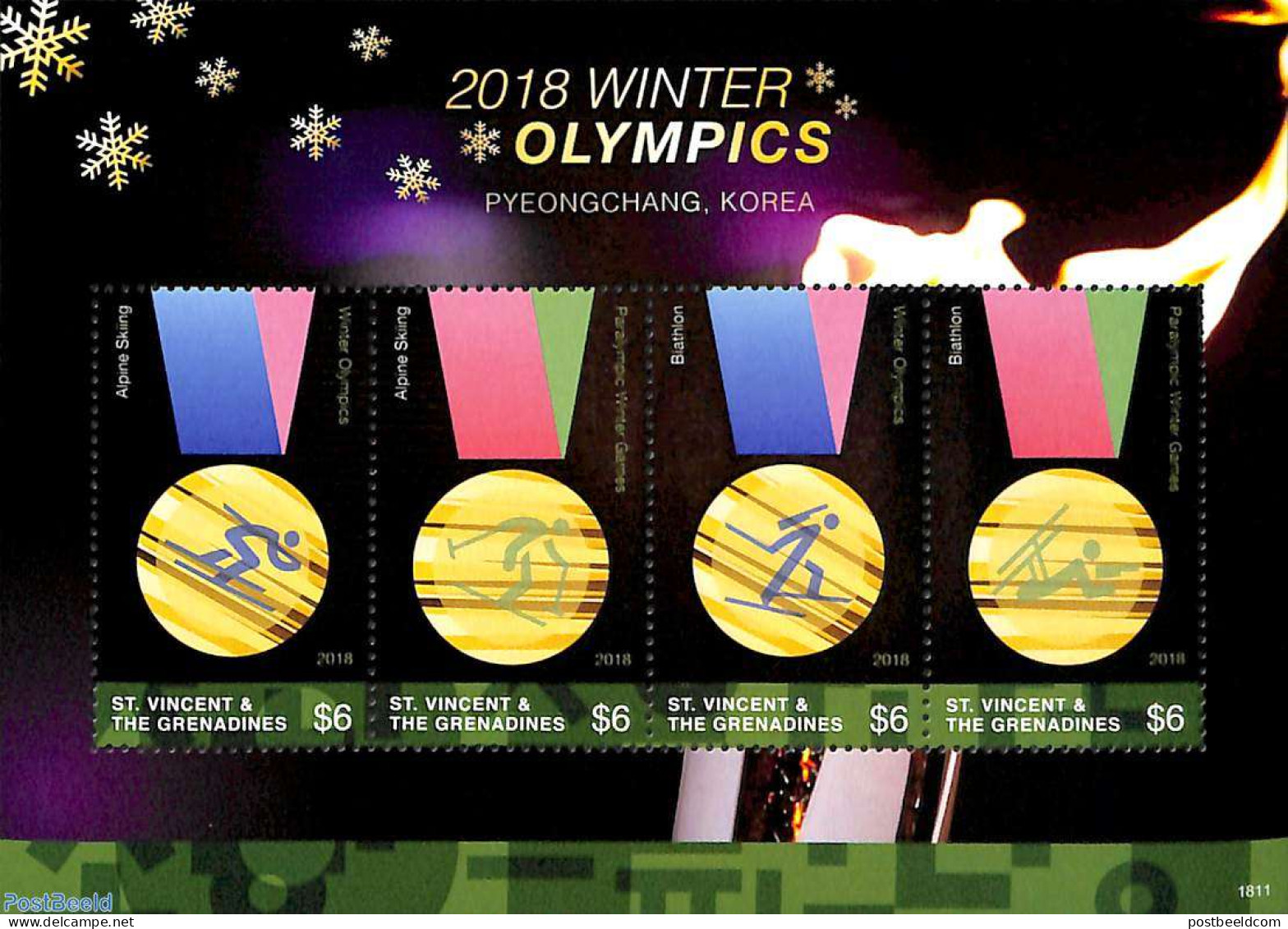 Saint Vincent 2018 Olympic Winter Games 4v M/s, Mint NH, Sport - Olympic Winter Games - St.Vincent (1979-...)