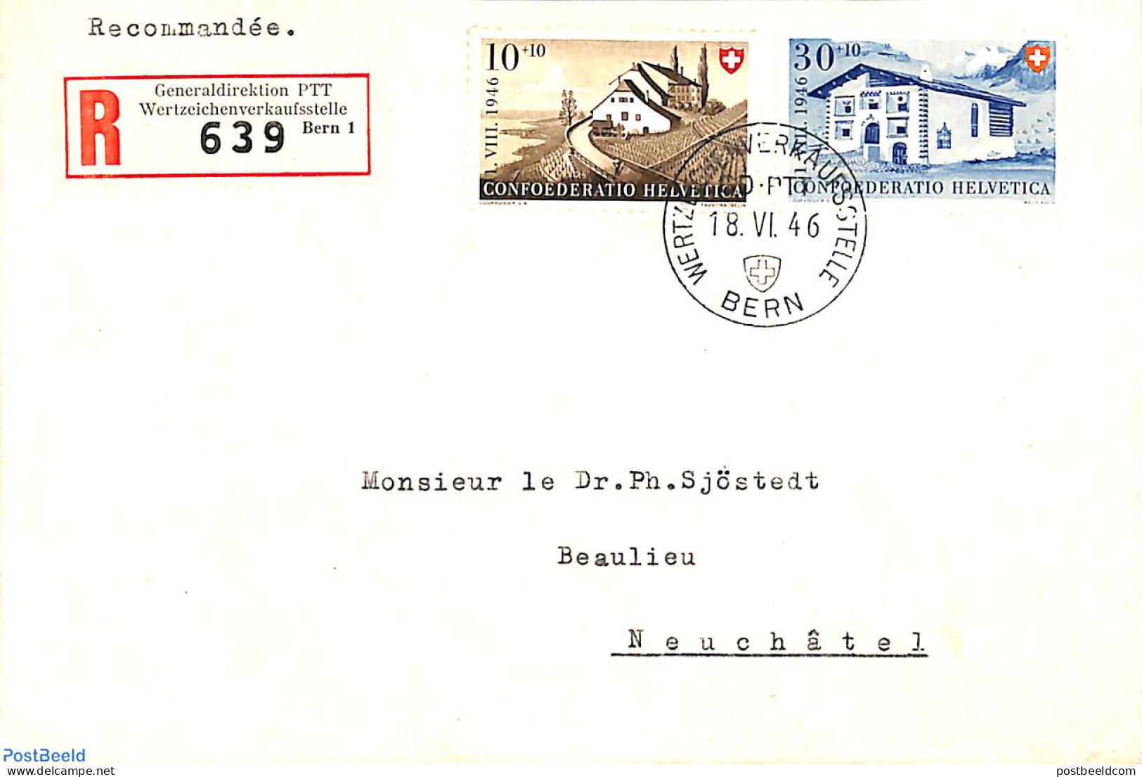 Switzerland 1946 Registered Mail To Neuchatel, Postal History, Wine & Winery - Brieven En Documenten