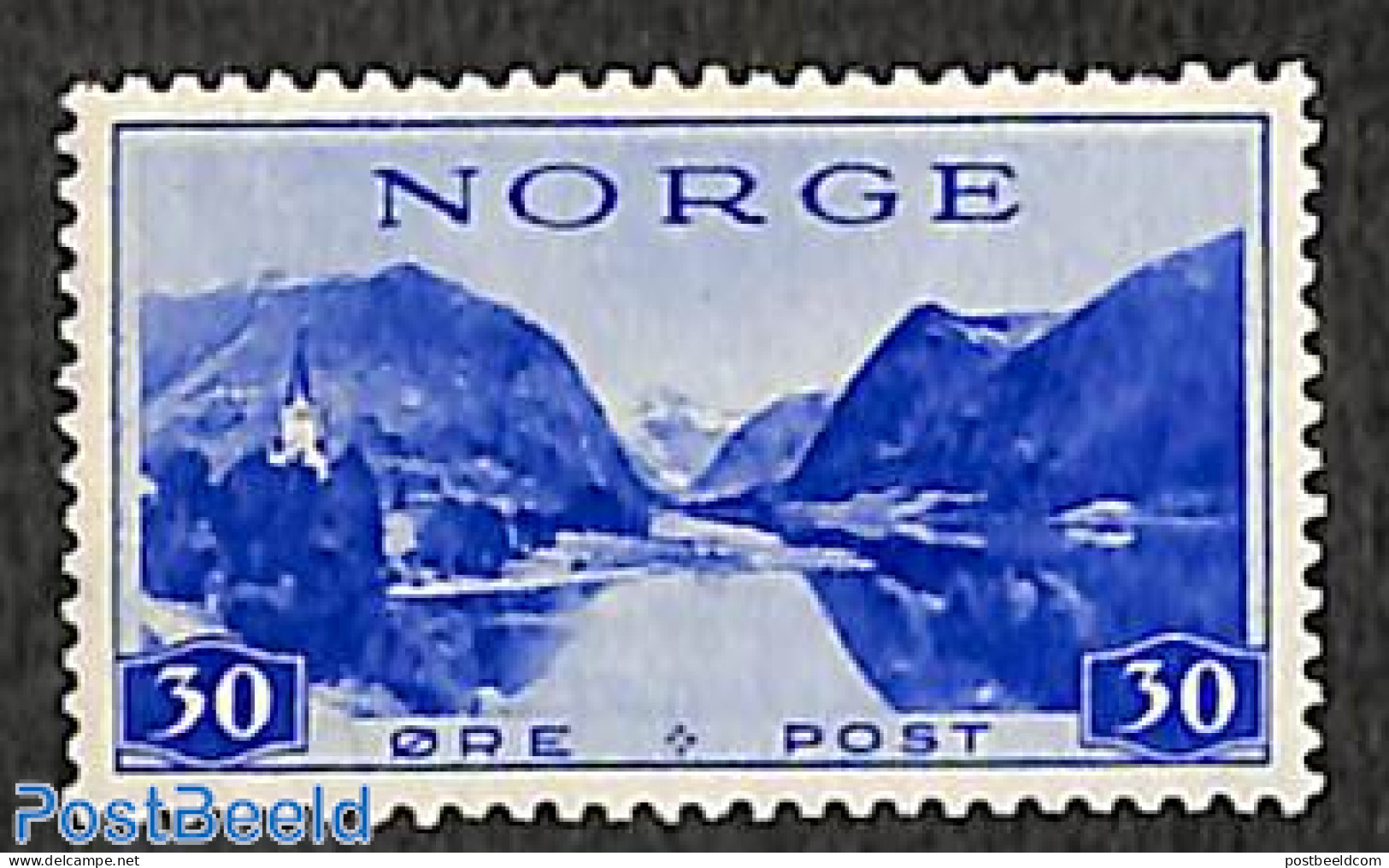 Norway 1938 30o, With WM,  Stamp Out Of Set, Mint NH - Unused Stamps