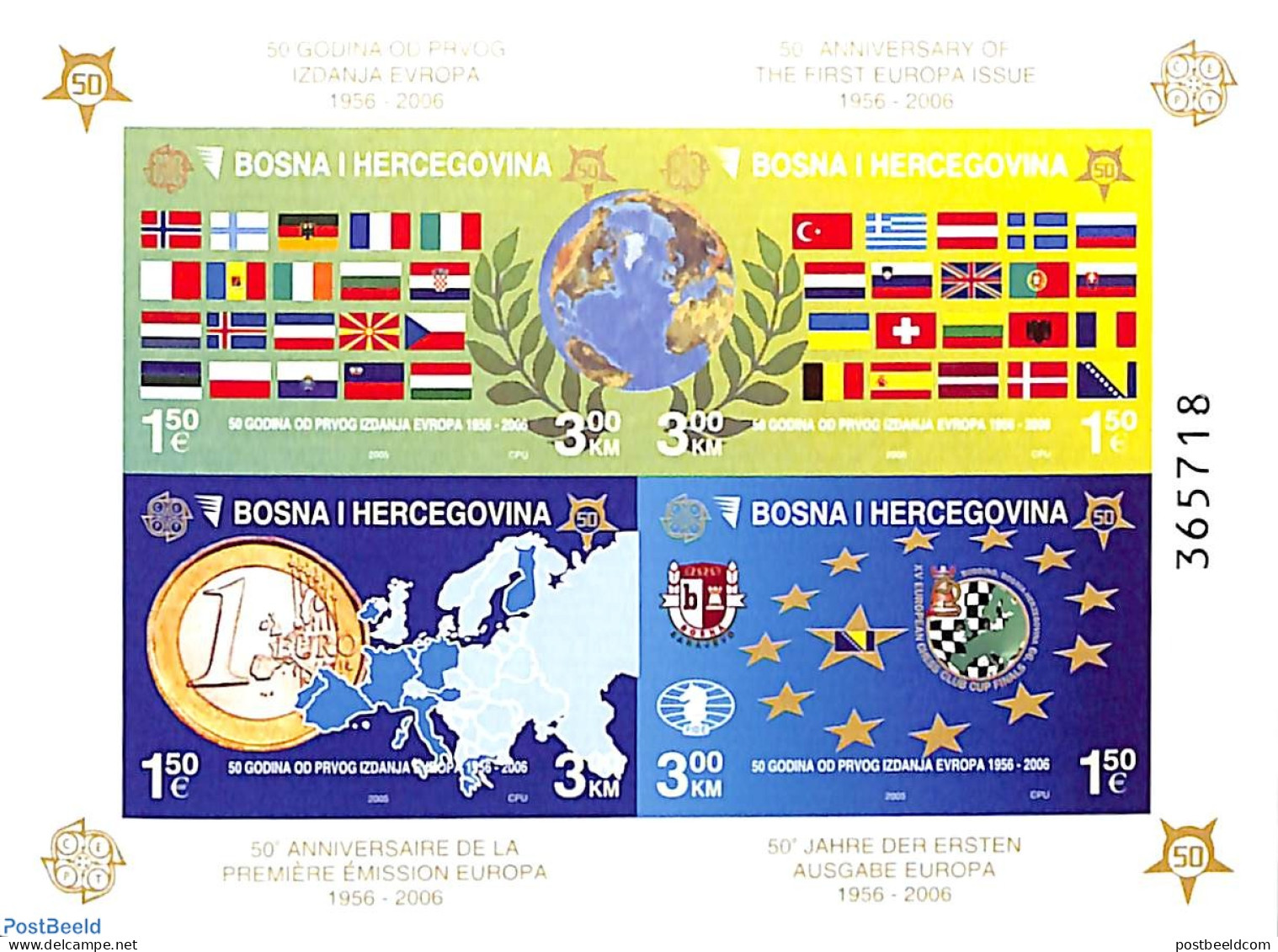 Bosnia Herzegovina 2005 50 Years Europa Stamps S/s, Imperforated, Mint NH, History - Various - Europa Hang-on Issues -.. - Idées Européennes