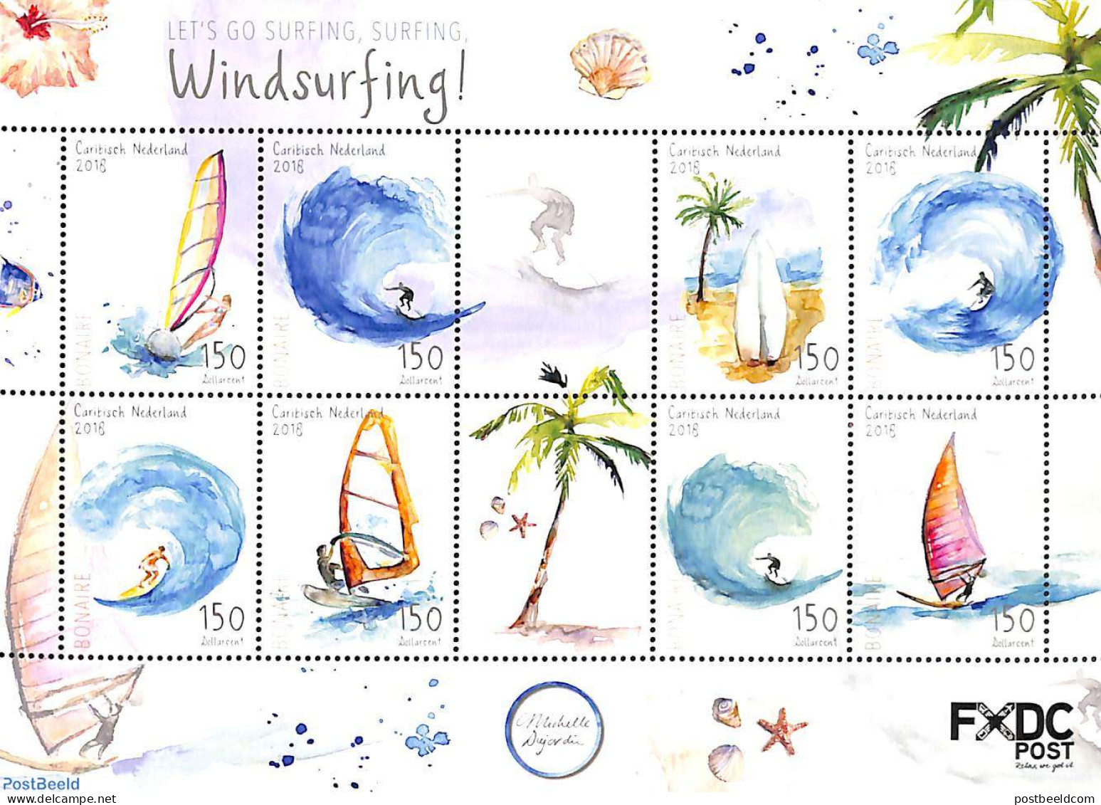 Dutch Caribbean 2018 Bonaire, Windsurfing 8v M/s, Mint NH, Sport - Transport - Various - Sailing - Ships And Boats - T.. - Sailing