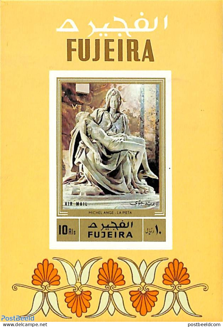 Fujeira 1972 Sculptures, Michelangelo S/s, Imperforated, Mint NH, Michelangelo - Sculpture - Sculpture