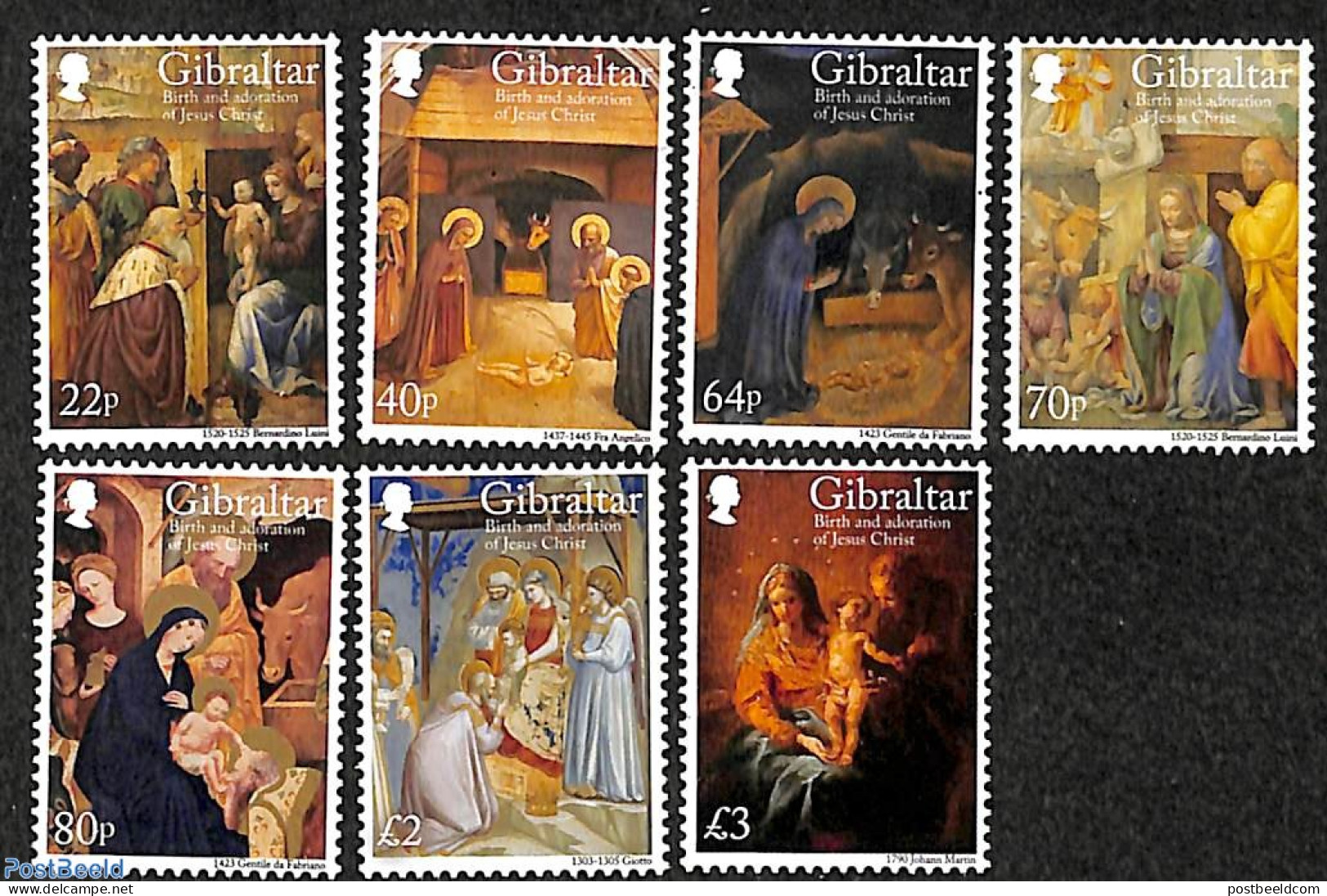 Gibraltar 2018 Christmas 7v, Mint NH, Religion - Christmas - Art - Paintings - Weihnachten