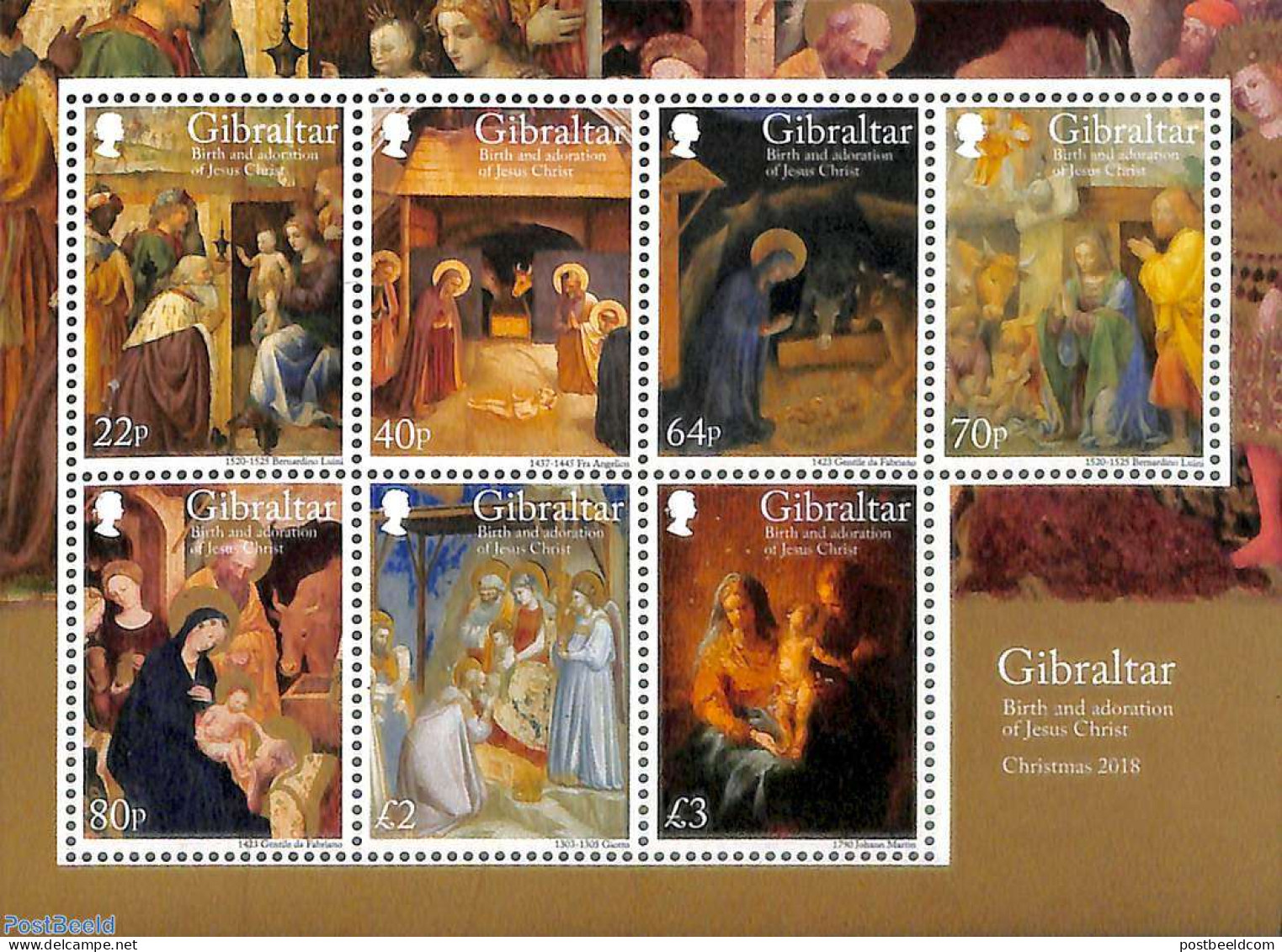 Gibraltar 2018 Christmas S/s, Mint NH, Religion - Christmas - Art - Paintings - Noël