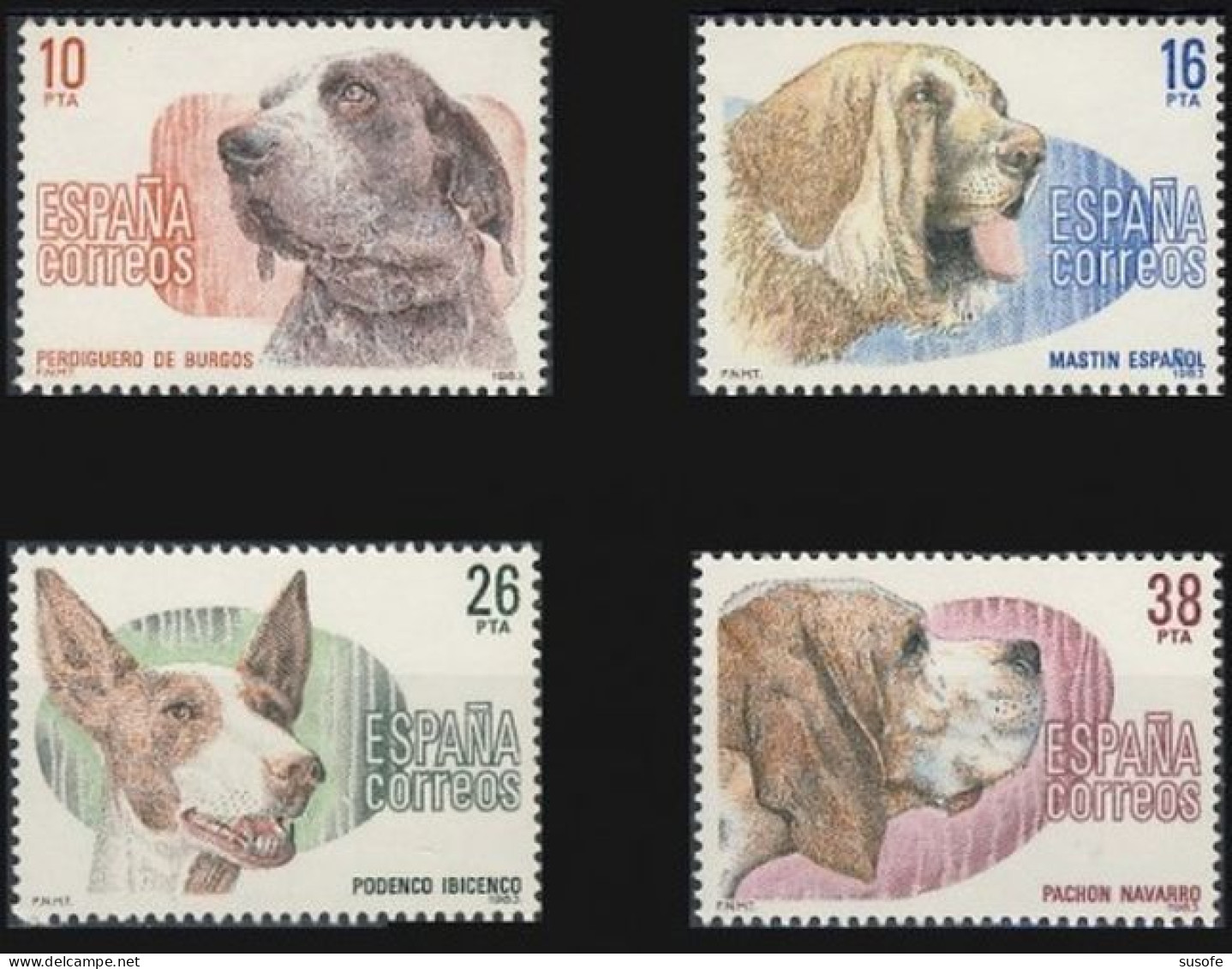 España 1983 Edifil 2711/4 Sellos ** Perros De Raza Española Perdiguero De Burgos, Mastin Español, Podenco Ibicenco - Nuevos