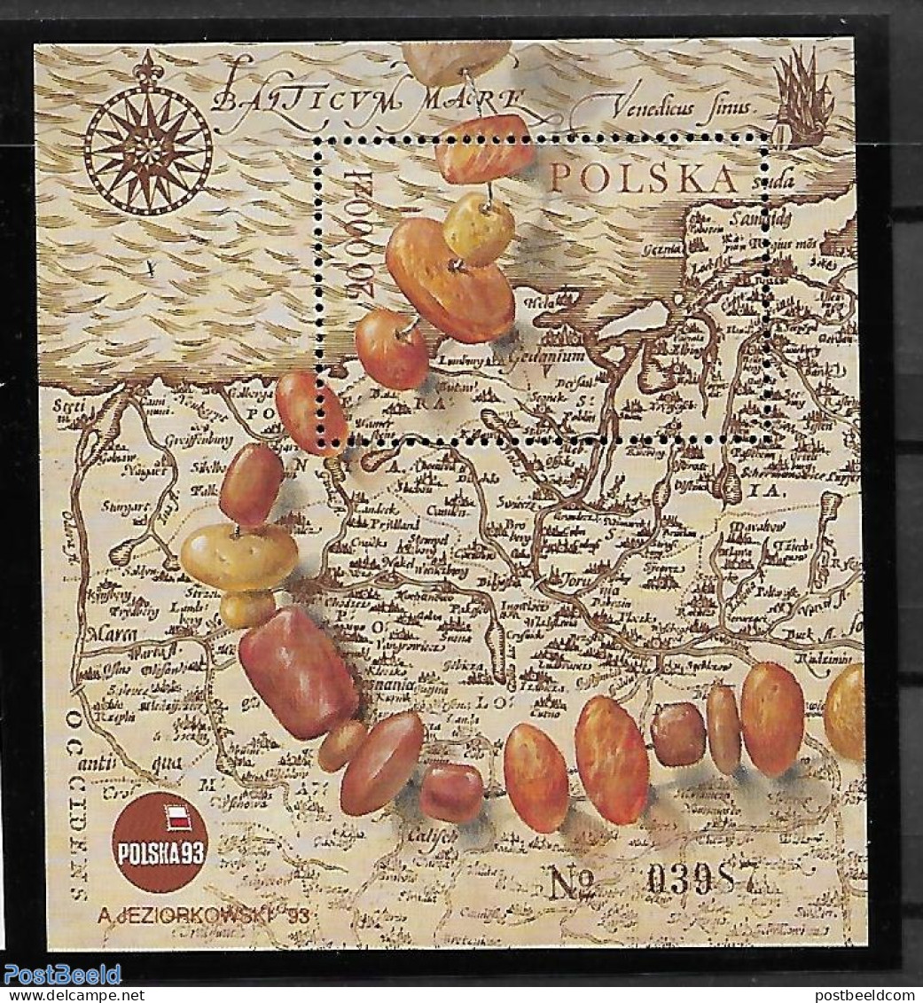 Poland 1993 Geology, Map S/s, Type I, Mint NH - Nuovi