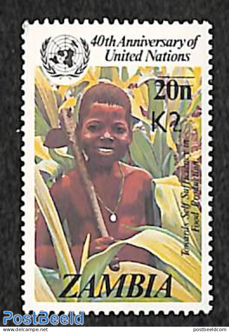 Zambia 1991 40 Years UNO 2K On 20n 1v, Mint NH, History - United Nations - Zambia (1965-...)