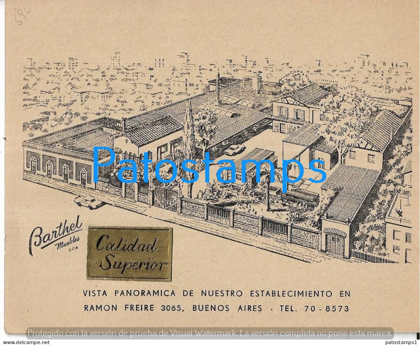 227553 ARGENTINA BUENOS AIRES PUBLICITY BARTHEL MUEBLES DE CALIDAD NO POSTAL POSTCARD - Argentine