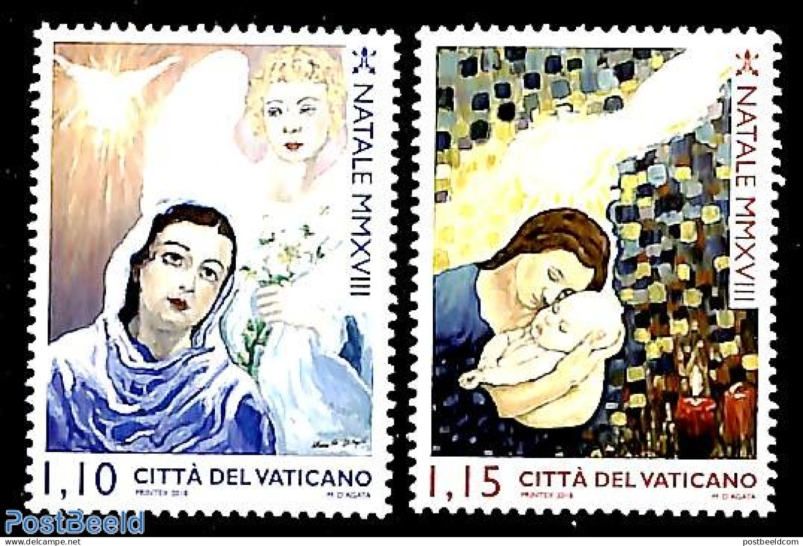 Vatican 2018 Christmas 2v, Mint NH, Religion - Christmas - Ongebruikt