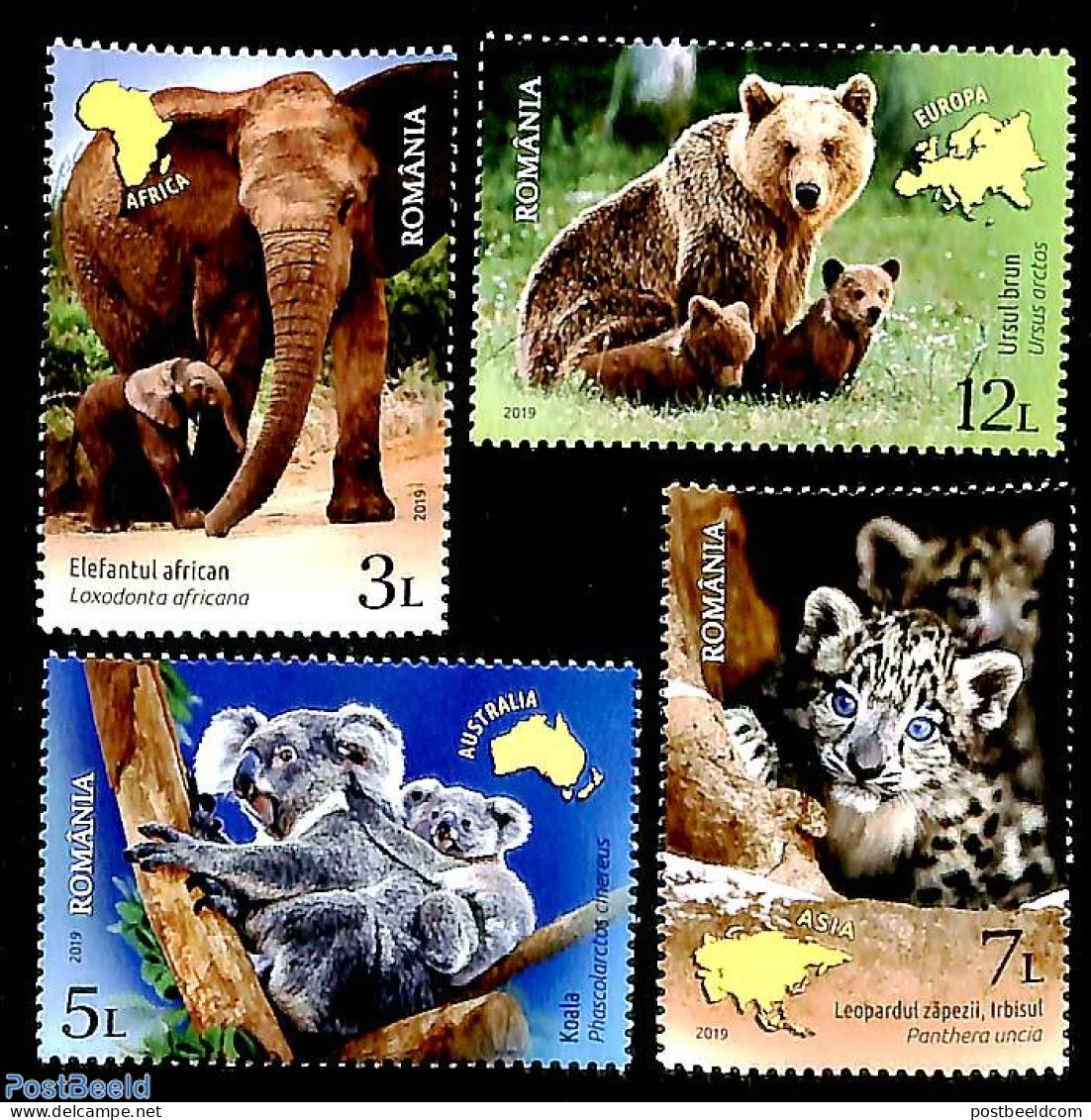 Romania 2019 Young Animals In The Wild 4v, Mint NH, Nature - Various - Animals (others & Mixed) - Bears - Cat Family -.. - Neufs