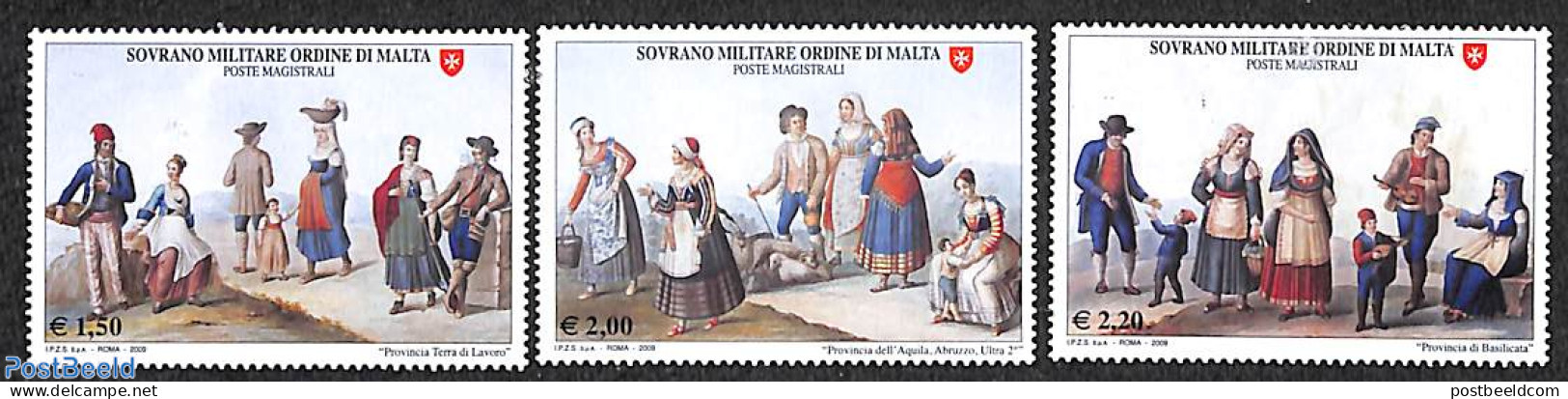 Sovereign Order Of Malta 2009 Costumes And Traditions 3v, Mint NH, Various - Costumes - Kostums