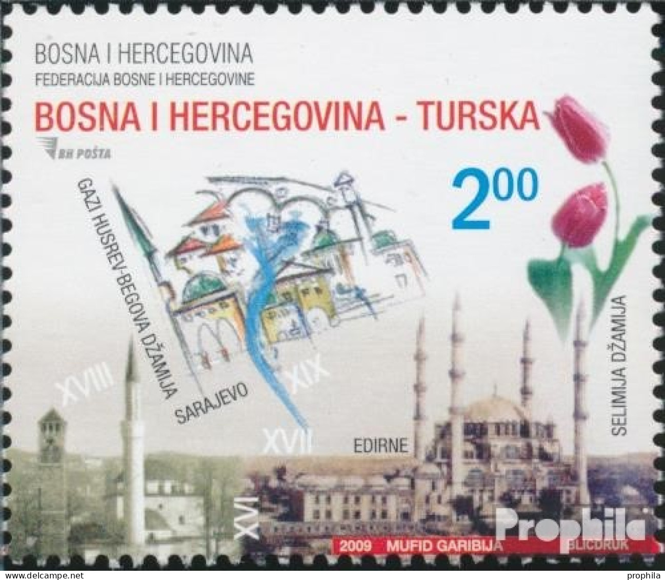 Bosnien-Herzegowina 554 (kompl.Ausg.) Postfrisch 2009 Zusammenarbeit Der Post - Bosnia Erzegovina