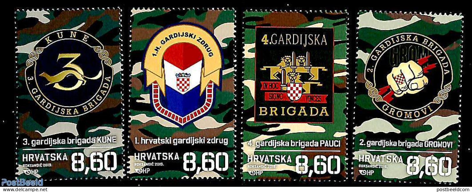 Croatia 2019 Brigades In Independence War 4v, Mint NH, History - Coat Of Arms - Militarism - Militaria