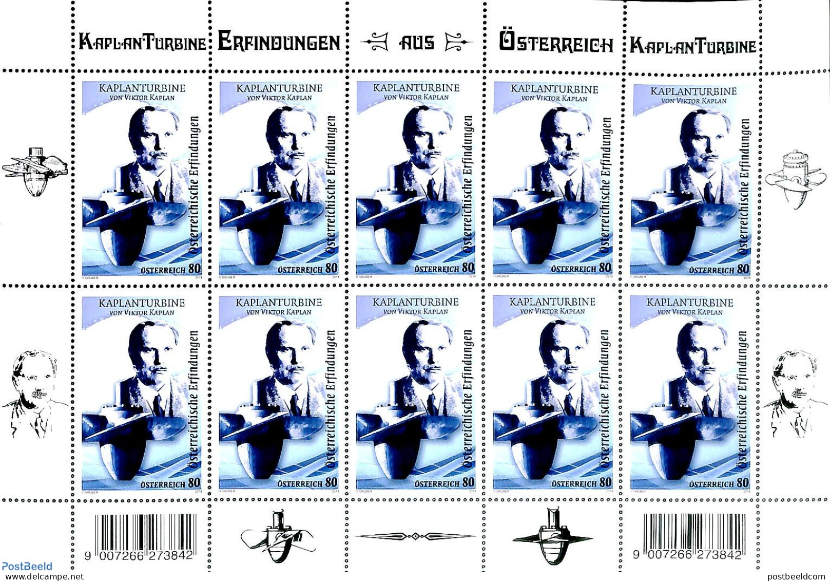 Austria 2019 Kaplan Turbine M/s, Mint NH, Science - Inventors - Unused Stamps