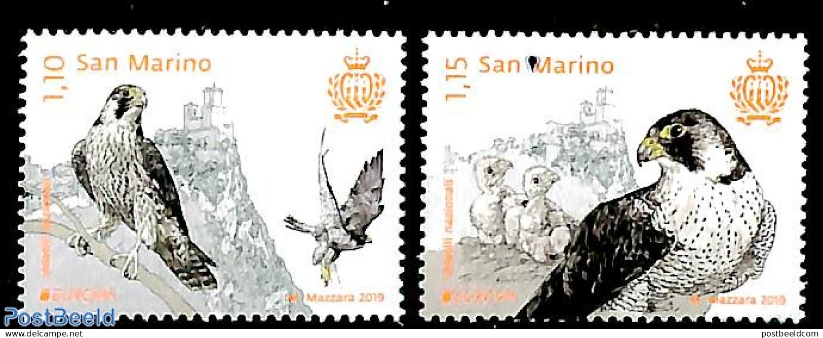 San Marino 2019 Europa, Birds Of Prey 2v, Mint NH, History - Nature - Europa (cept) - Birds - Birds Of Prey - Ongebruikt