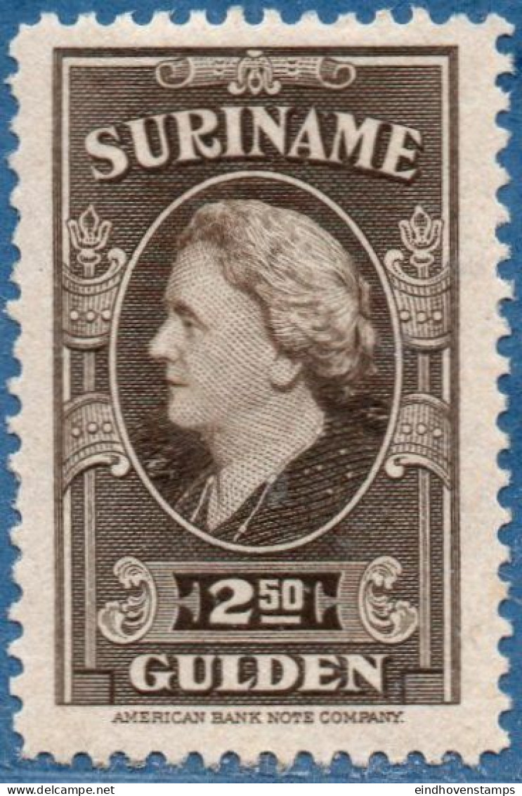 Suriname, 1945 ƒ 2.50  Queen Wilhelmina MNH - Surinam ... - 1975