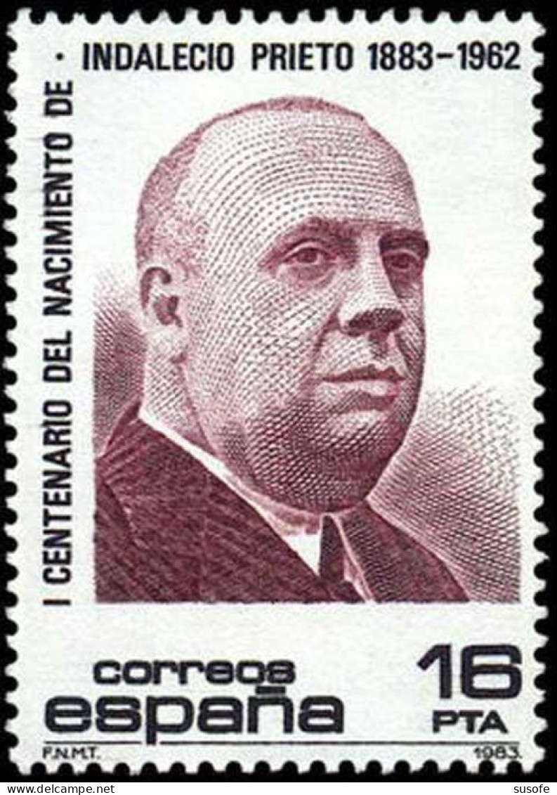 España 1983 Edifil 2731 Sello ** Centenario Del Nacimiento De Indalecio Prieto Tuero Politico Del PSOE 2ª Republica - Unused Stamps