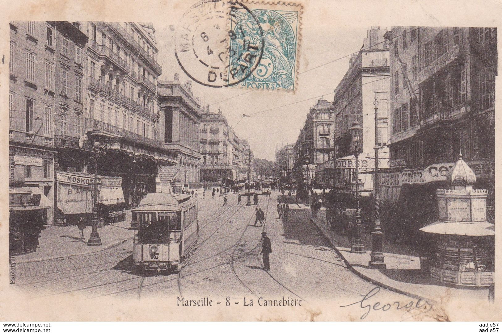 Marseille La Cannebiere Tramway 1903 - Strassenbahnen
