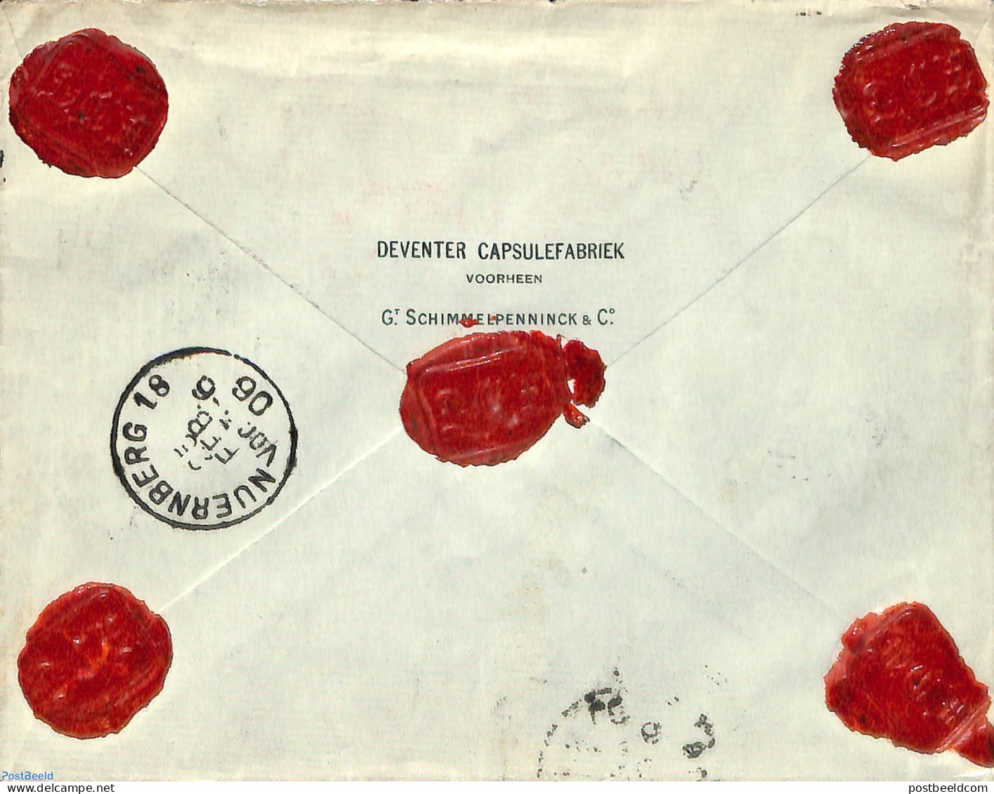 Netherlands 1906 Registered Valued Letter From Deventer To Nürnberg, 2x25c Bontkraag, Postal History - Covers & Documents