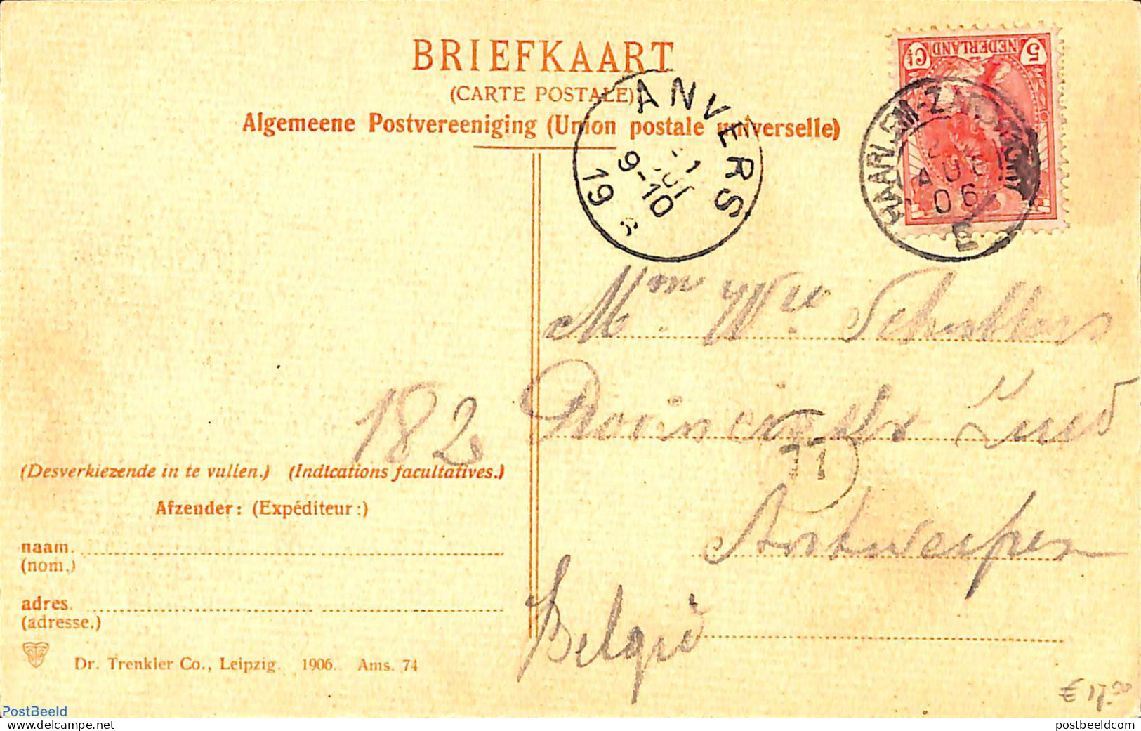 Netherlands 1906 Postcard To Antwerpen From Railway Haarlem-Zandvoort, Postal History - Storia Postale