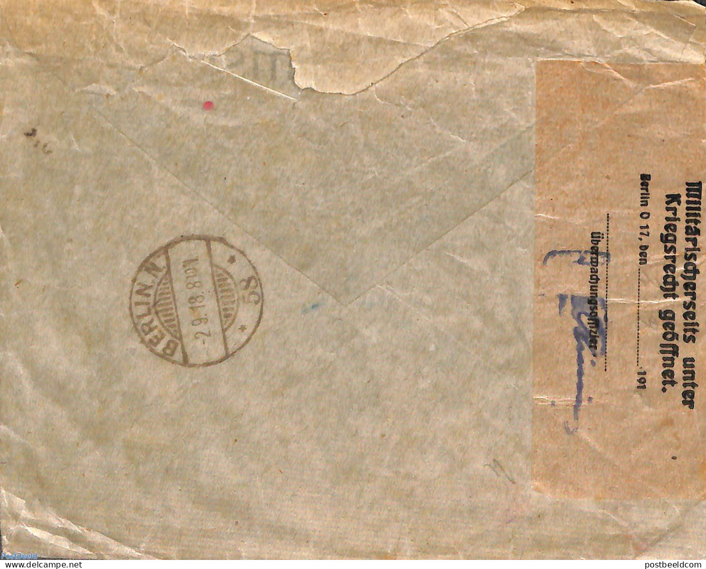 Netherlands 1918 Censored Express Mail Letter From Amsterdam To Berlin, Postal History, Censored Mail - Lettres & Documents