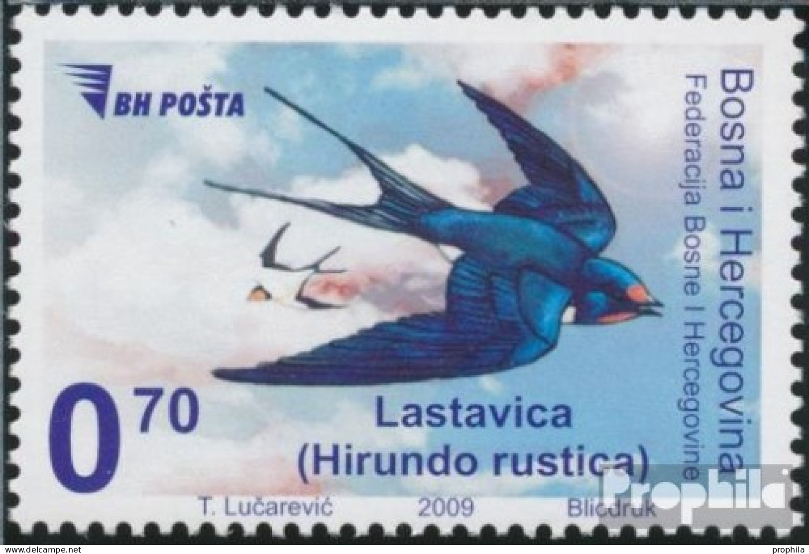 Bosnien-Herzegowina 548 (kompl.Ausg.) Postfrisch 2009 Rauchschwalbe - Bosnie-Herzegovine