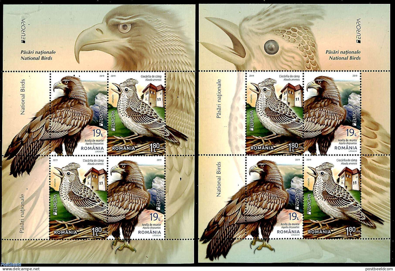 Romania 2019 Europa, Birds 2 S/s, Mint NH, History - Nature - Europa (cept) - Birds - Birds Of Prey - Ongebruikt