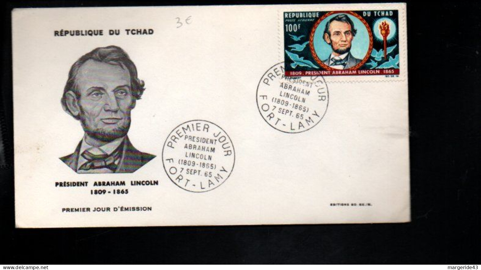 TCHAD FDC 1965 ABRAHAM LINCOLN - Tschad (1960-...)