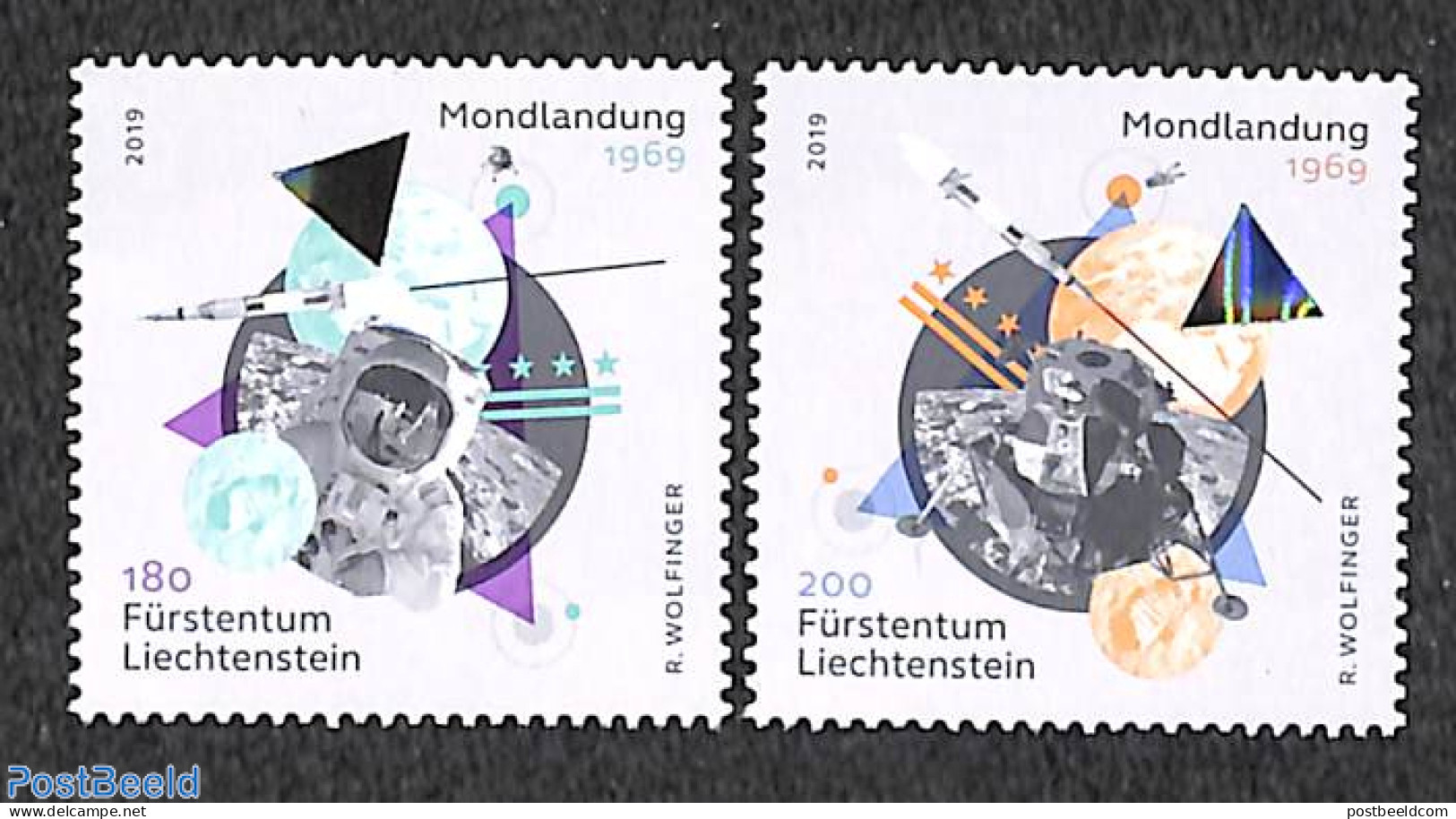 Liechtenstein 2019 50 Years Moonlanding 2v, Mint NH, Transport - Various - Space Exploration - Holograms - Ungebraucht