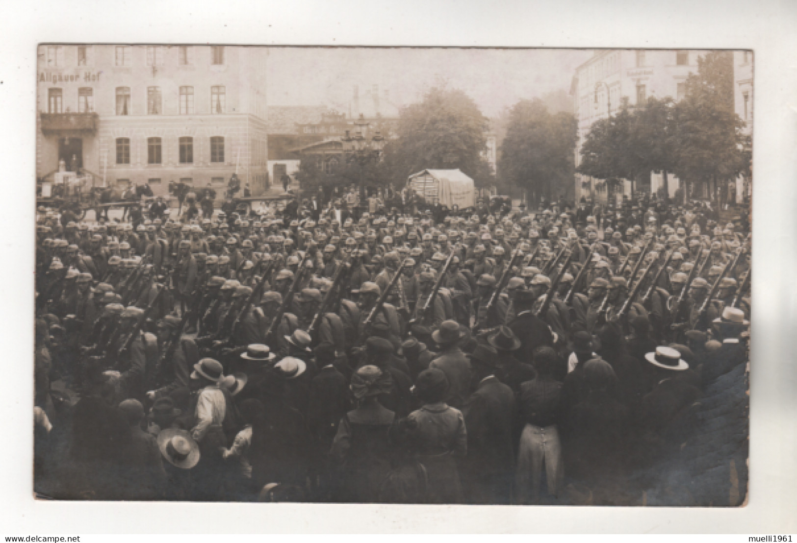 4991, FOTO-AK, WK I, Deutschland, Bayern, Allgäuer Hof, Bierhalle, Bahnhof-Hotel - Guerra 1914-18