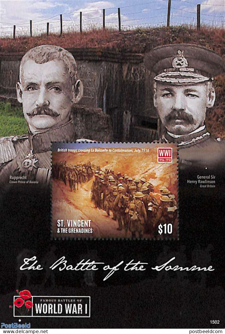 Saint Vincent 2015 World War I S/s, Mint NH, History - World War I - WW1 (I Guerra Mundial)