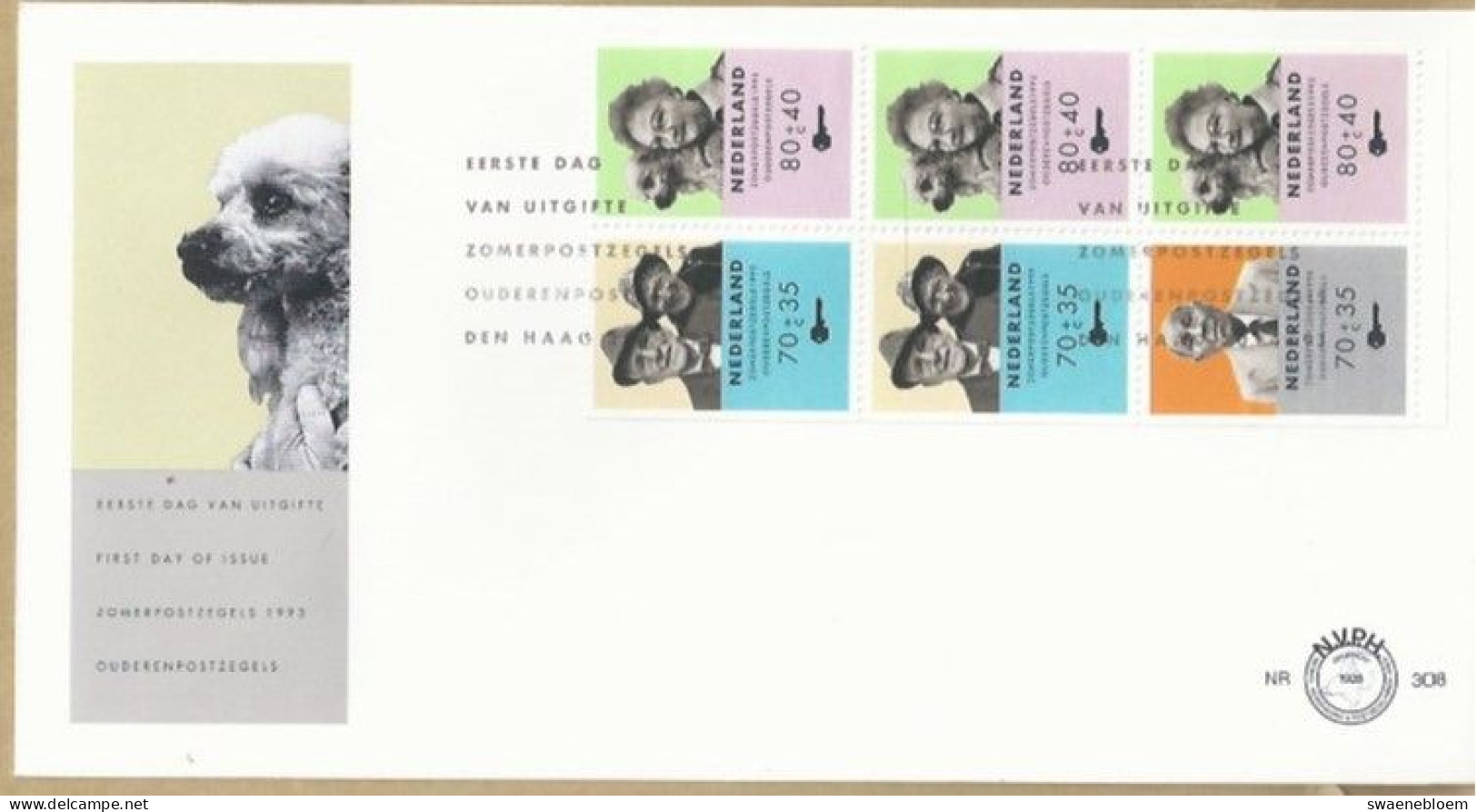 NL.- FDC. NVPH Nr. 308. EERSTE DAG VAN UITGIFTE. FIRST DAY OF ISSUE. 20-4-1993. ZOMER- EN OUDERENPOSTZEGELS - Other & Unclassified