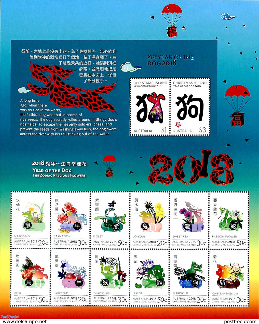 Christmas Islands 2018 Newyear Large Sheet, Mint NH, Various - New Year - Neujahr