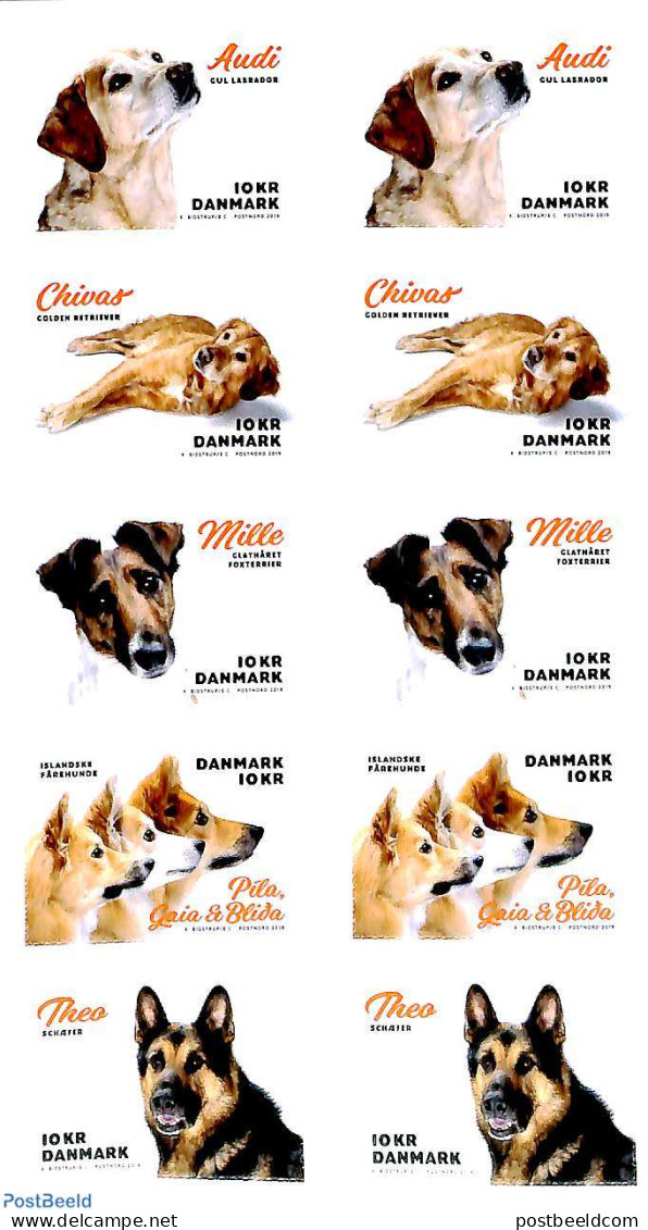 Denmark 2019 Dogs 2x5v Foil Booklet, Mint NH, Nature - Dogs - Nuevos