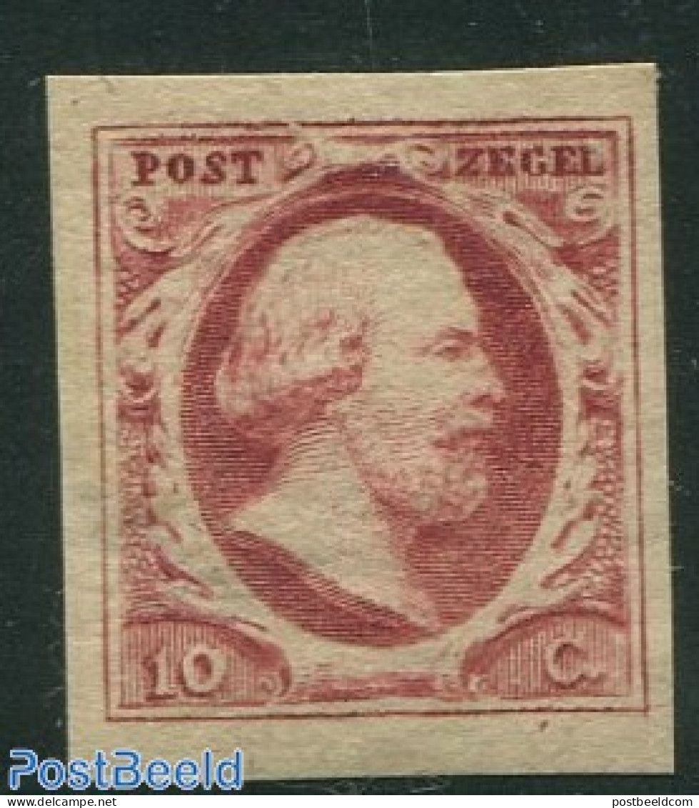 Netherlands 1852 10c Carmine, Wide Margins, Unused Hinged, Unused (hinged) - Unused Stamps