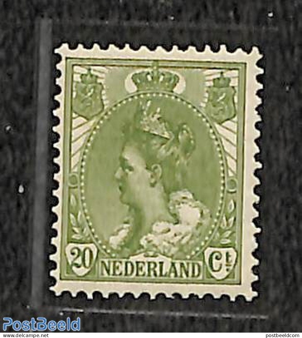 Netherlands 1899 20c Green, 'Bontkraag' With Attest Vleeming, Mint NH - Neufs