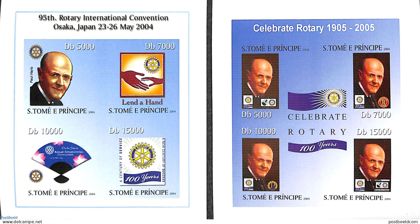Sao Tome/Principe 2004 Rotary 2 S/s, Imperforated, Mint NH, Various - Rotary - Rotary Club