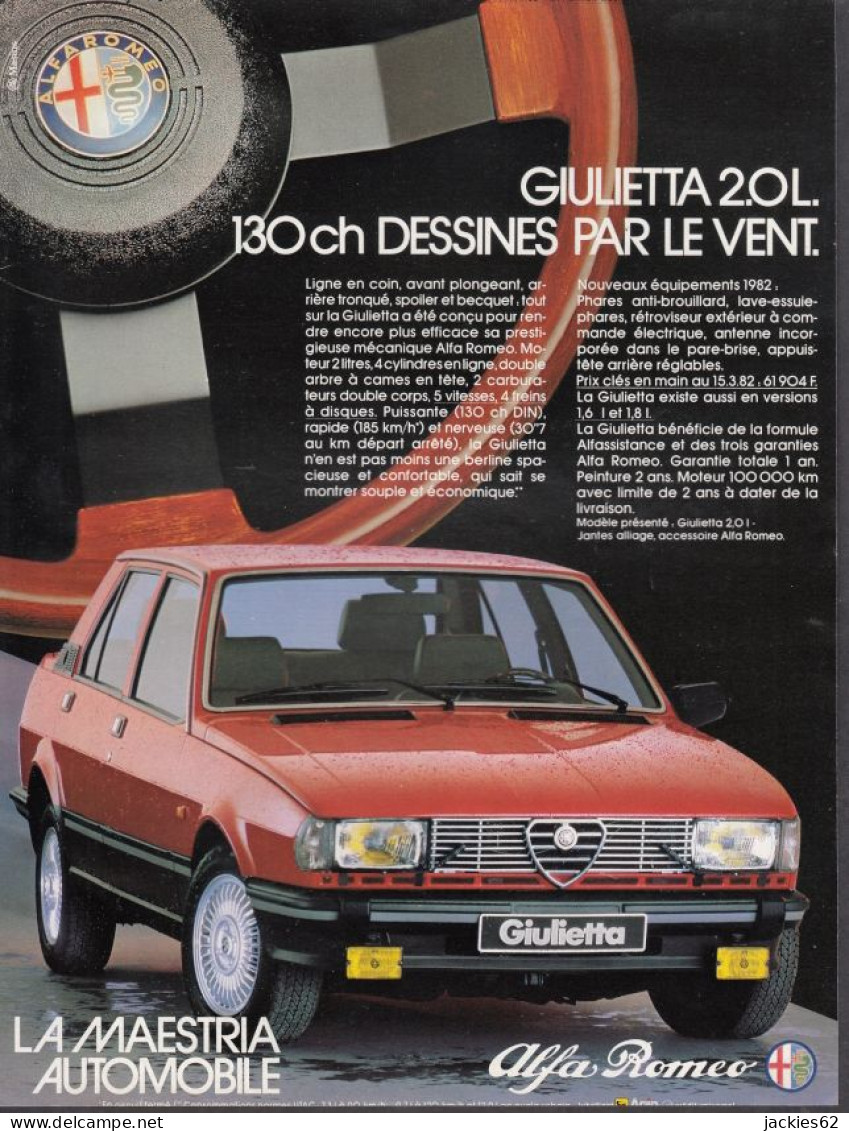 128795CL/ ALFA ROMEO GIULIETTA 2.0L, Page De Magazine Format 21/27,5 Cm - Advertising