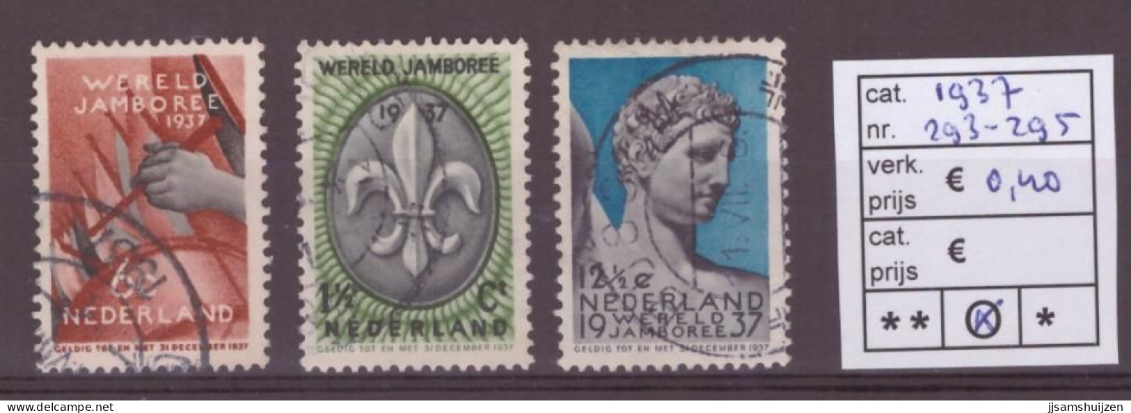 Netherlands Stamps Used 1937,  NVPH Number 293-295, See Scan For The Stamps - Oblitérés