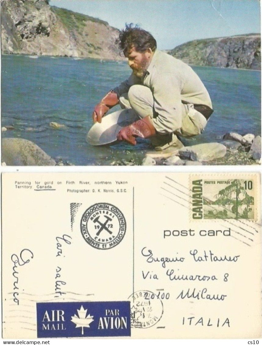 1972 Geology Congress In Montreal Canada - Event Pcard 23aug - Gold Rusher Penning For Gold Firth River Yukon - Autres & Non Classés