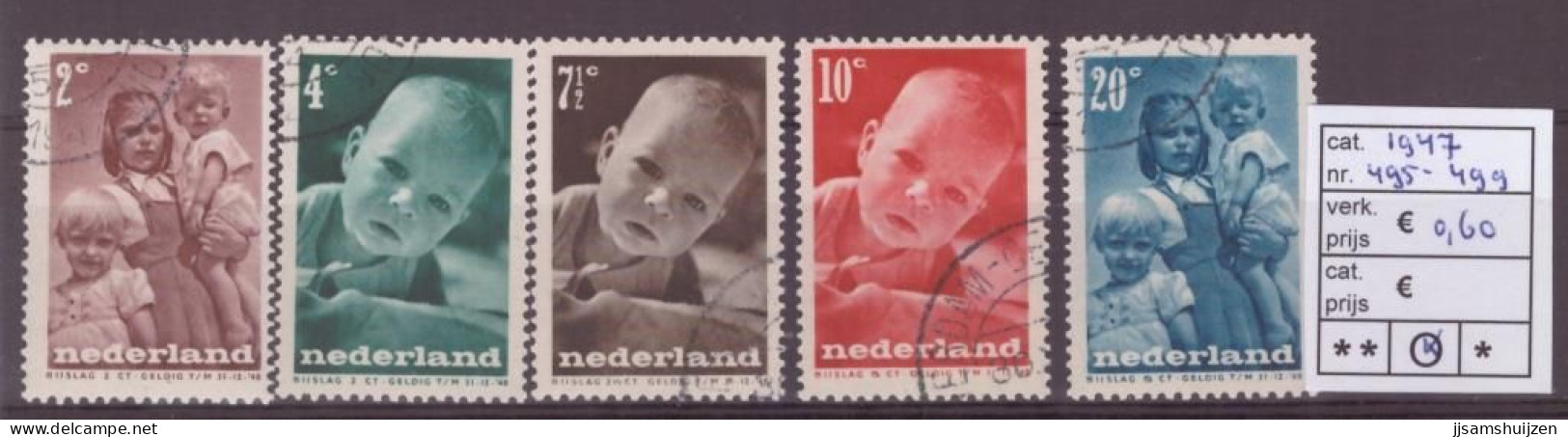 Netherlands Stamps Used 1947,  NVPH Number 495-499, See Scan For The Stamps - Oblitérés