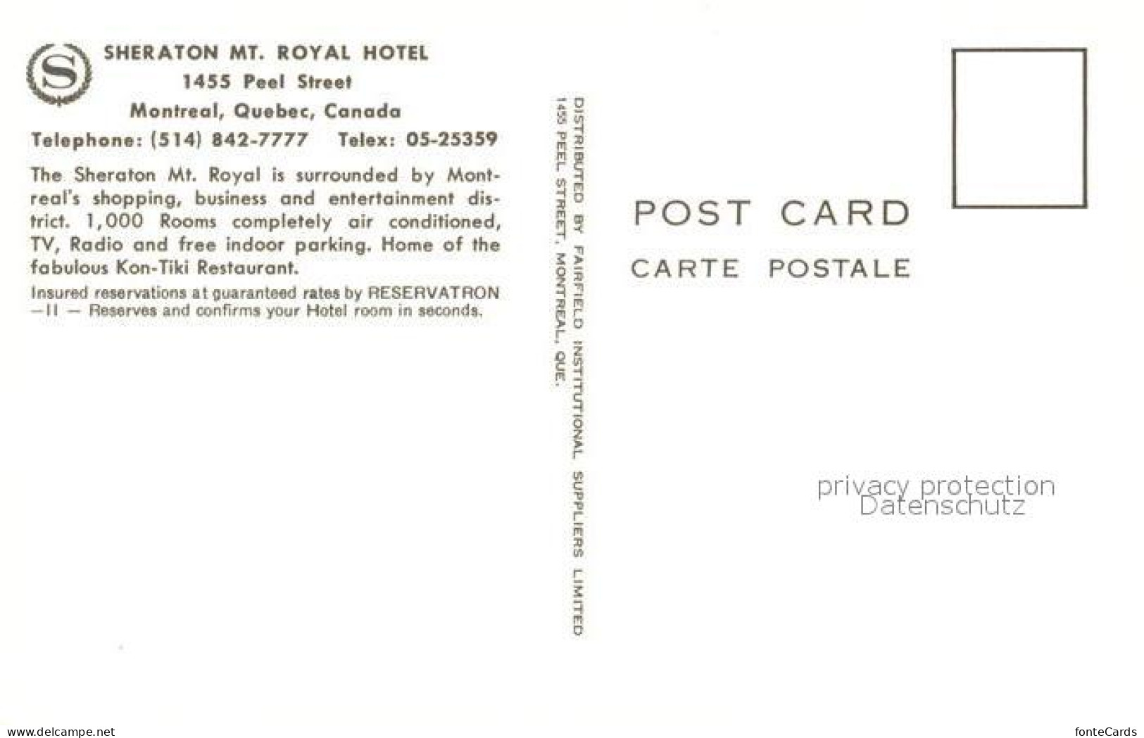 73333529 Montreal Quebec Sheraton Mt Royal Hotel Montreal Quebec - Unclassified