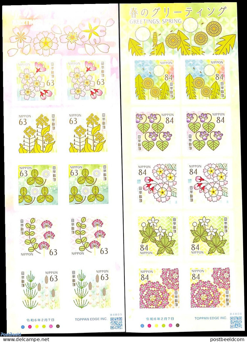 Japan 2024 Spring Flowers 2 M/s S-a, Mint NH, Nature - Flowers & Plants - Neufs