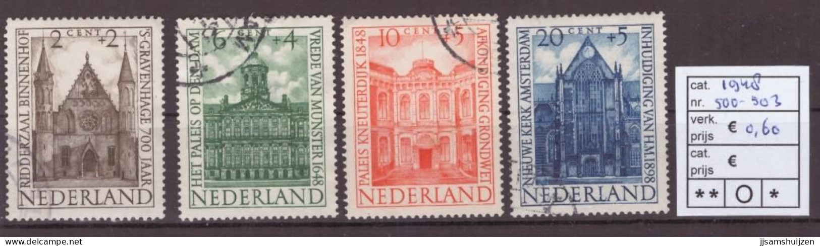 Netherlands Stamps Used 1948,  NVPH Number 500-503, See Scan For The Stamps - Gebraucht