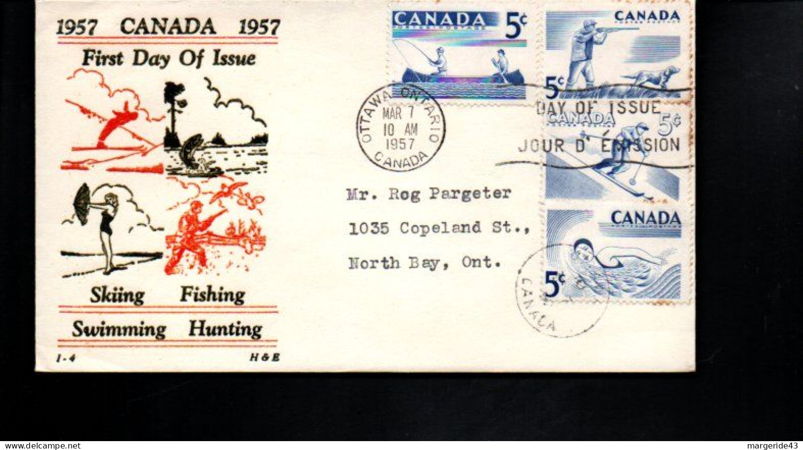 CANADA FDC 1957 LOISIRS - 1952-1960